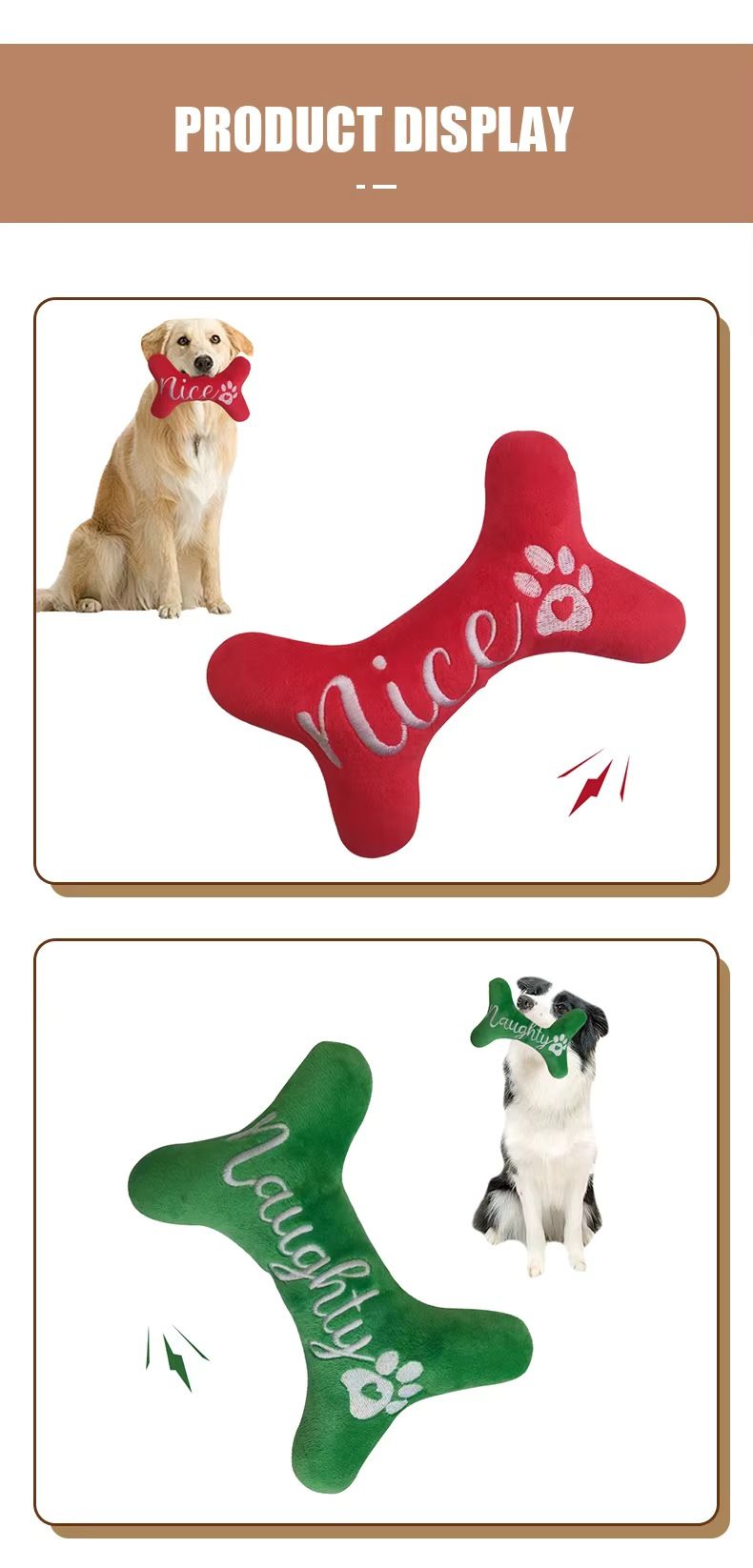 Peluş köpek oyuncağı, Noel kemik tasarımı, meyve karikatürü