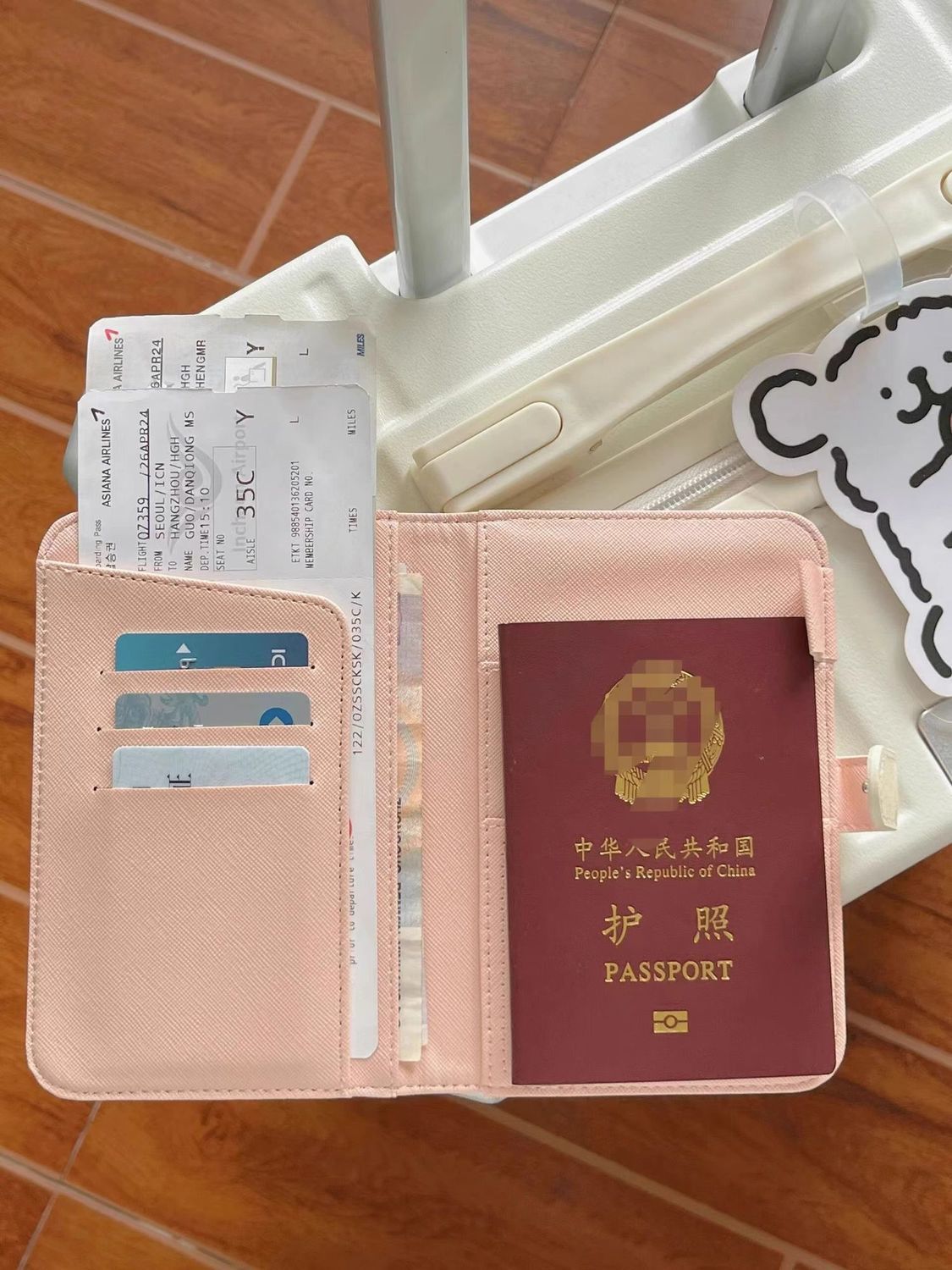 Floral dog passport holder multi-function travel document organizer