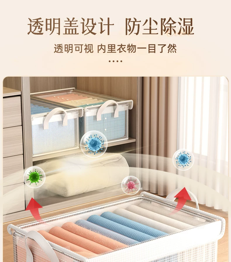 Transparent PVC Storage Box, Foldable, Lidded, Portable Handle
