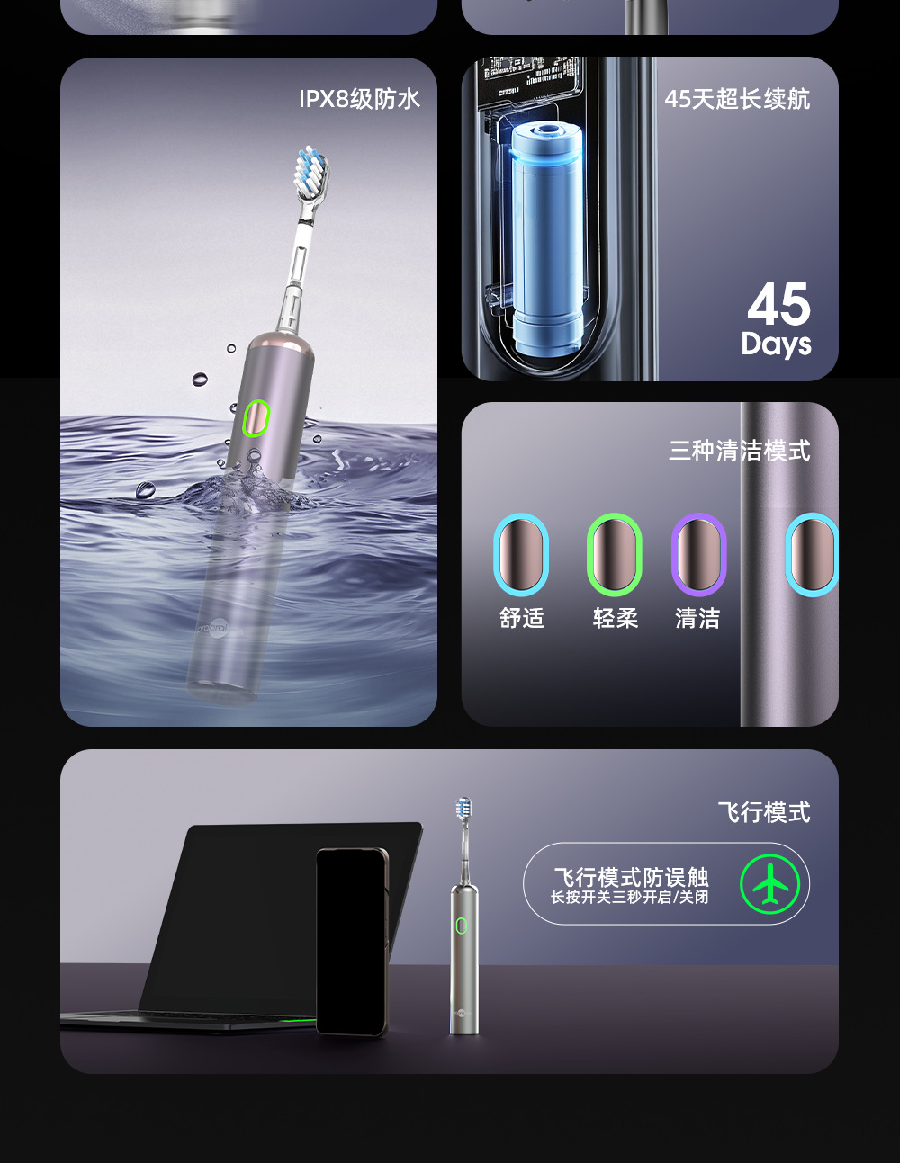 LS-1 elektrikli diş fırçası, yumuşak kıl