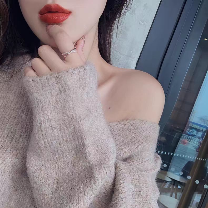 简约交叉锆石食指戒指女 ins潮网红时尚个性可调节微镶玫瑰金指环