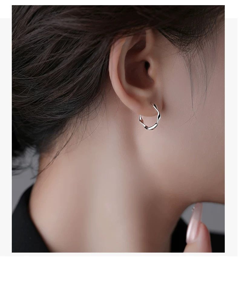 S999 gümüş kulak çivisi, Möbius halkası, minimalist tasarım