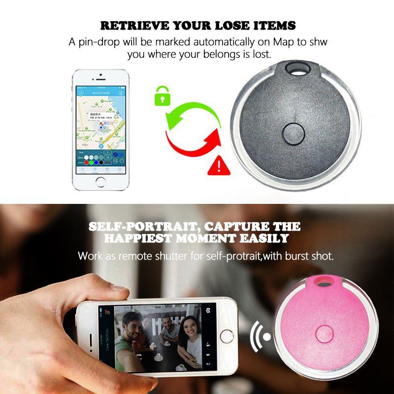 Kristal yuvarlak Bluetooth anti-kayıp cihazı, iki yönlü bulucu