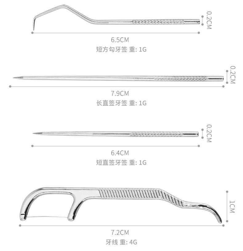 Stainless steel toothpick set with portable storage case