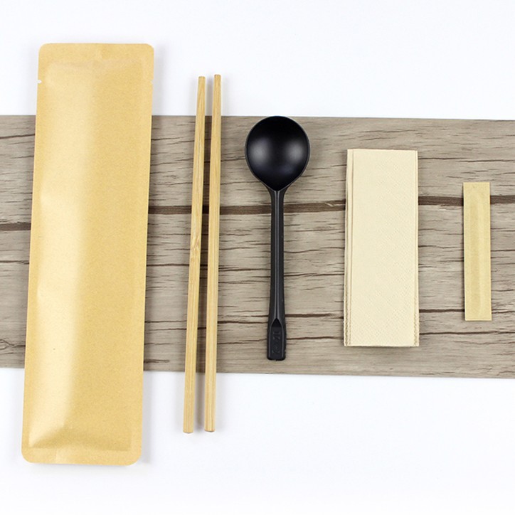 Disposable 4-piece tableware set, kraft paper, printable