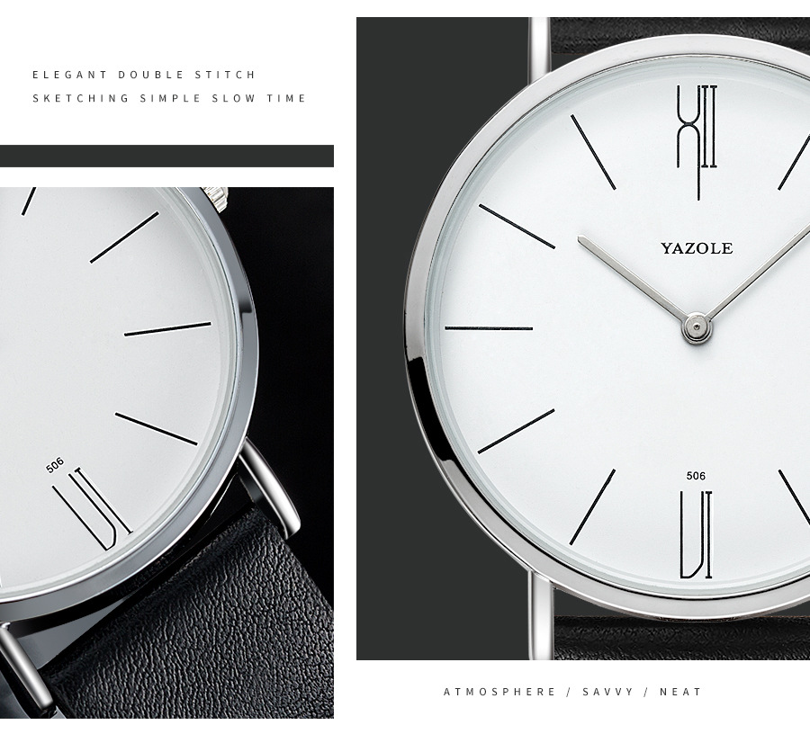 YAZOLE506外贸简约男士手表学生情侣潮流运动石英手表watches