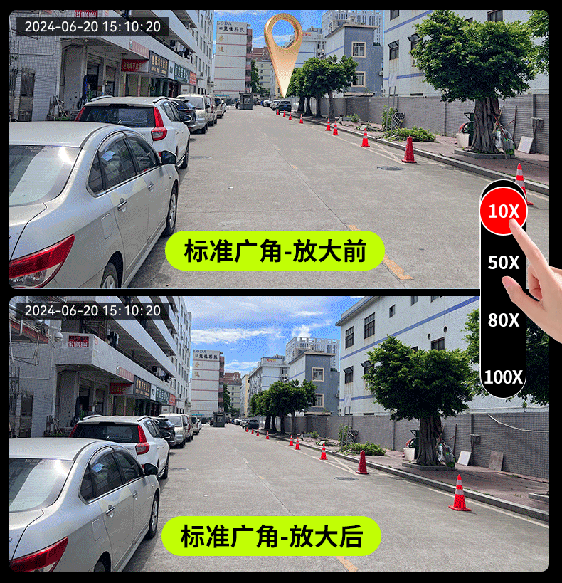 Solar security camera, 340° wide view, 5-panel, remote mobile control