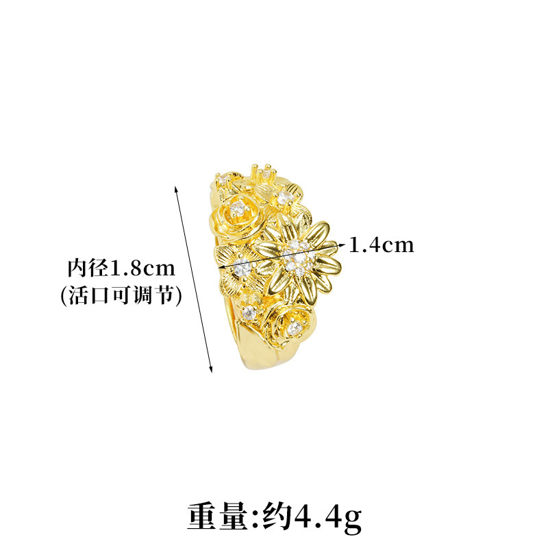 Chinesischer Stil Sand Gold Armband Diamant Blumenschloss