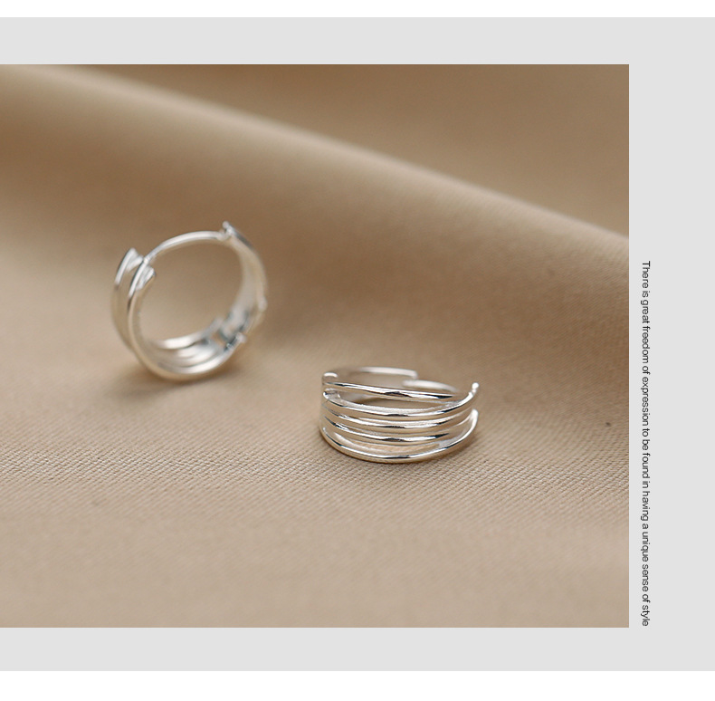 925 sterling silver multi-layer women's earrings