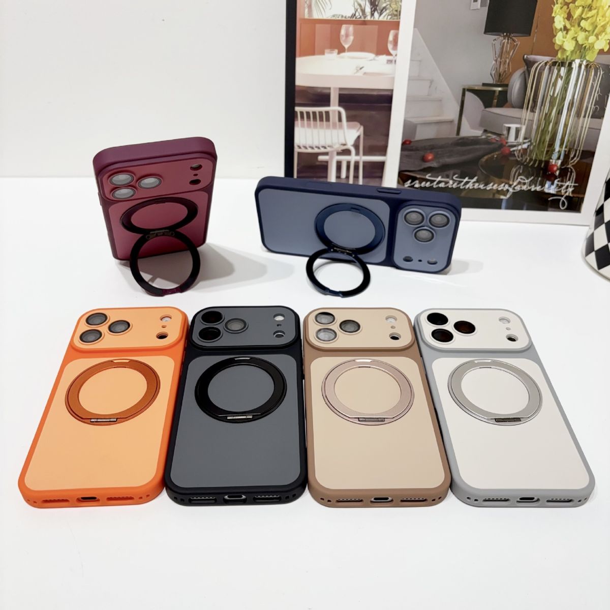 iPhone 18 Pro Max case, magnetic stand, soft touch, dual color