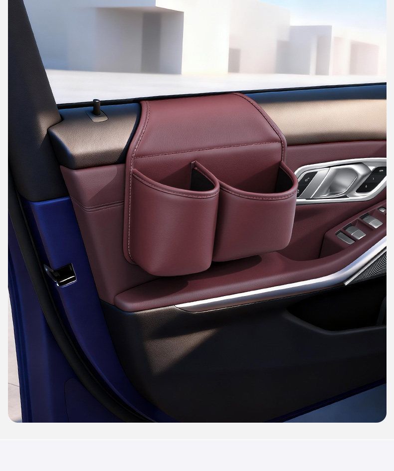 Car door storage box with cup holder and phone bracket