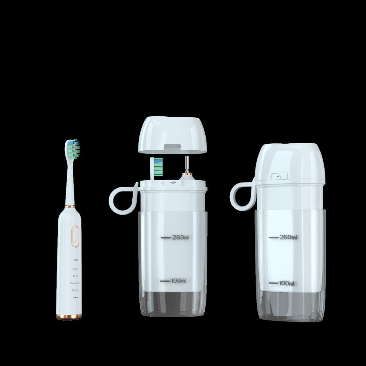 Self-cleaning space capsule electric toothbrush couple set with UV charging