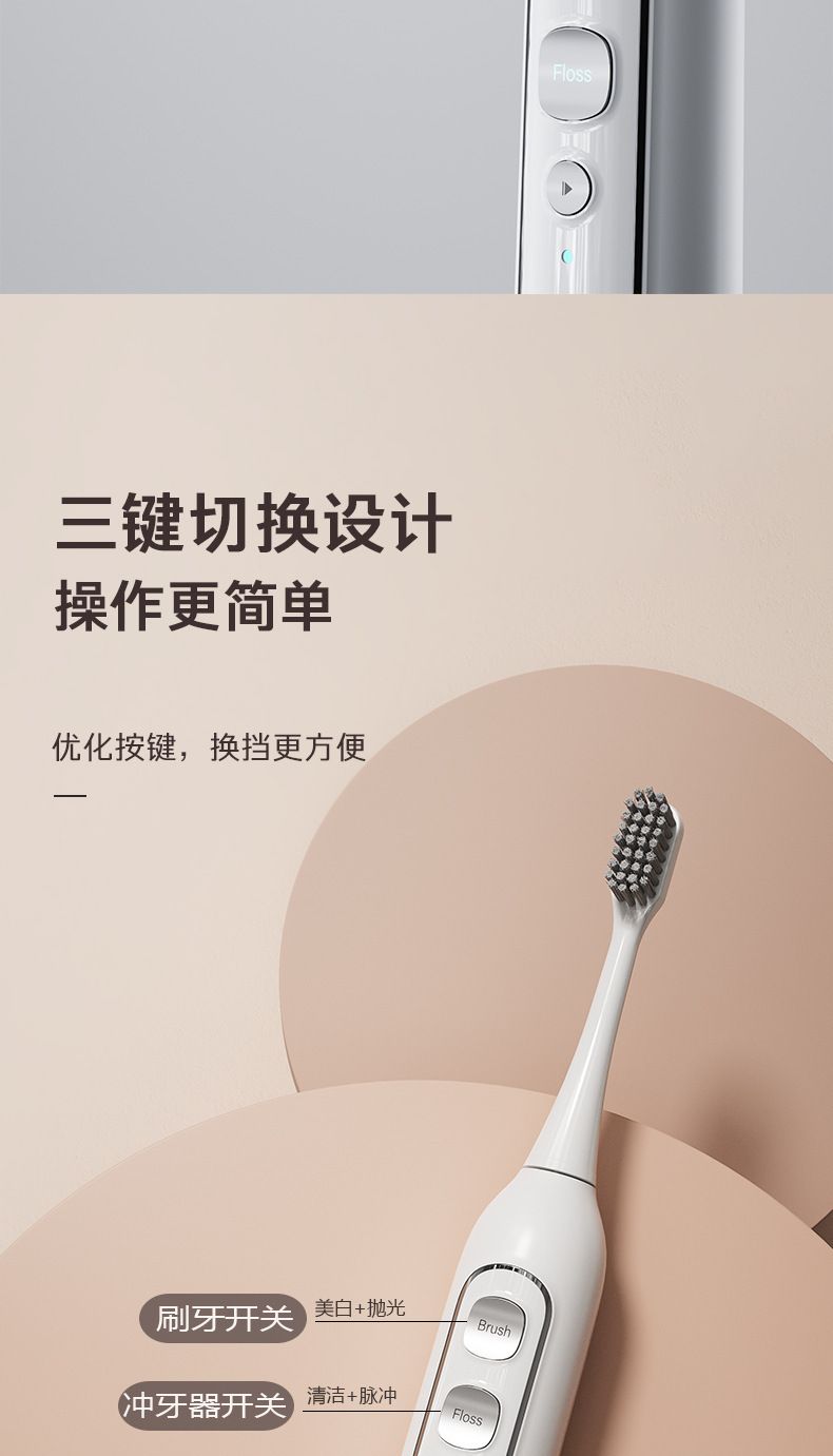 3-in-1 Electric Toothbrush, Waterproof, Sonic