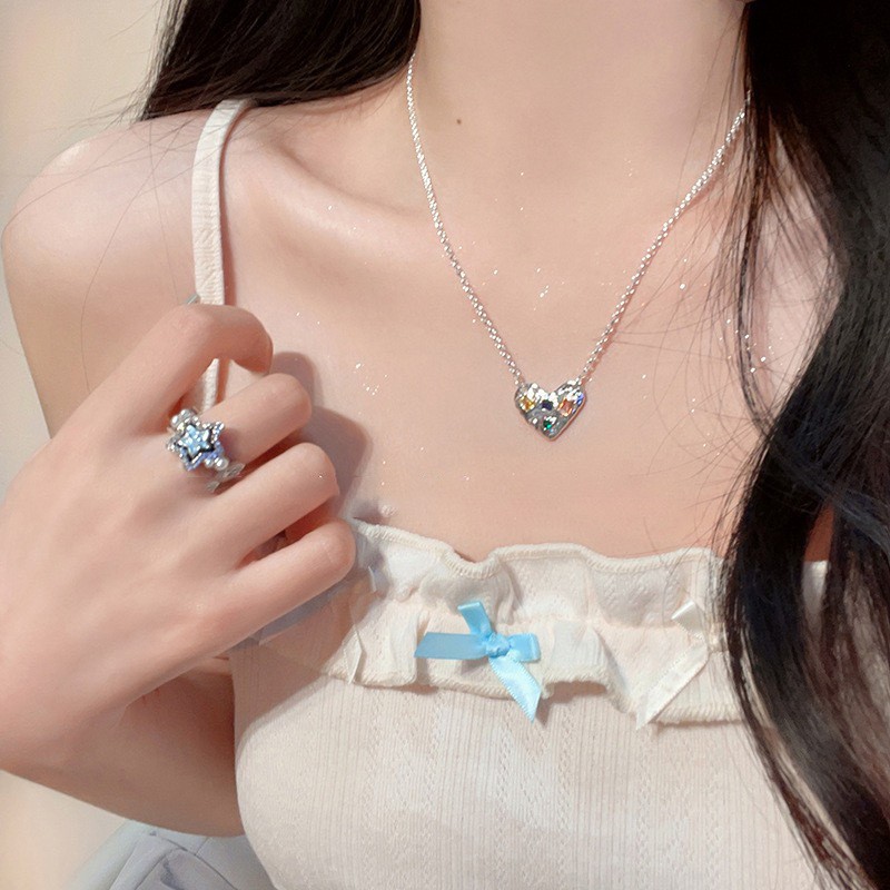 S999 Sterlingsilber Halskette Damen Zirkonia Schlüsselbein-Kette