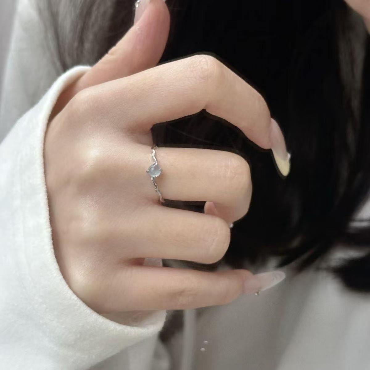Blaugewässerter Ring, verstellbar, Damendesign