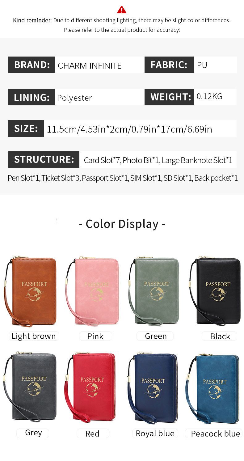 RFID passport wallet, multi-functional, magnetic protection