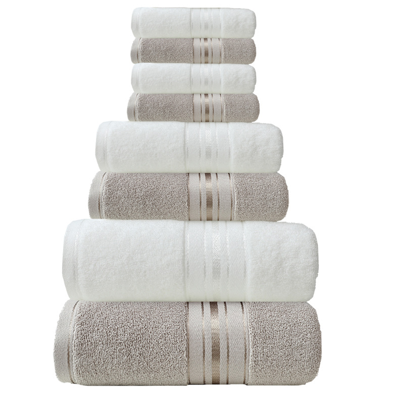 Baumwoll-Handtuchset, sechsteilig, glänzender Satin