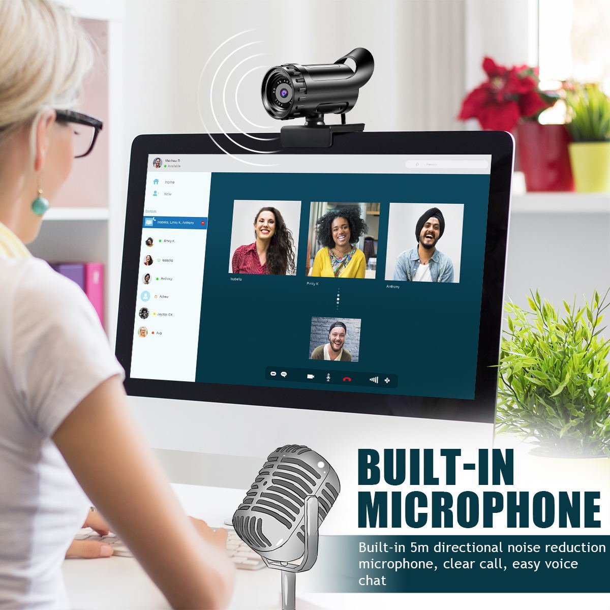 4K-Webcam für Computer, Auto-Focus, USB Live-Streaming