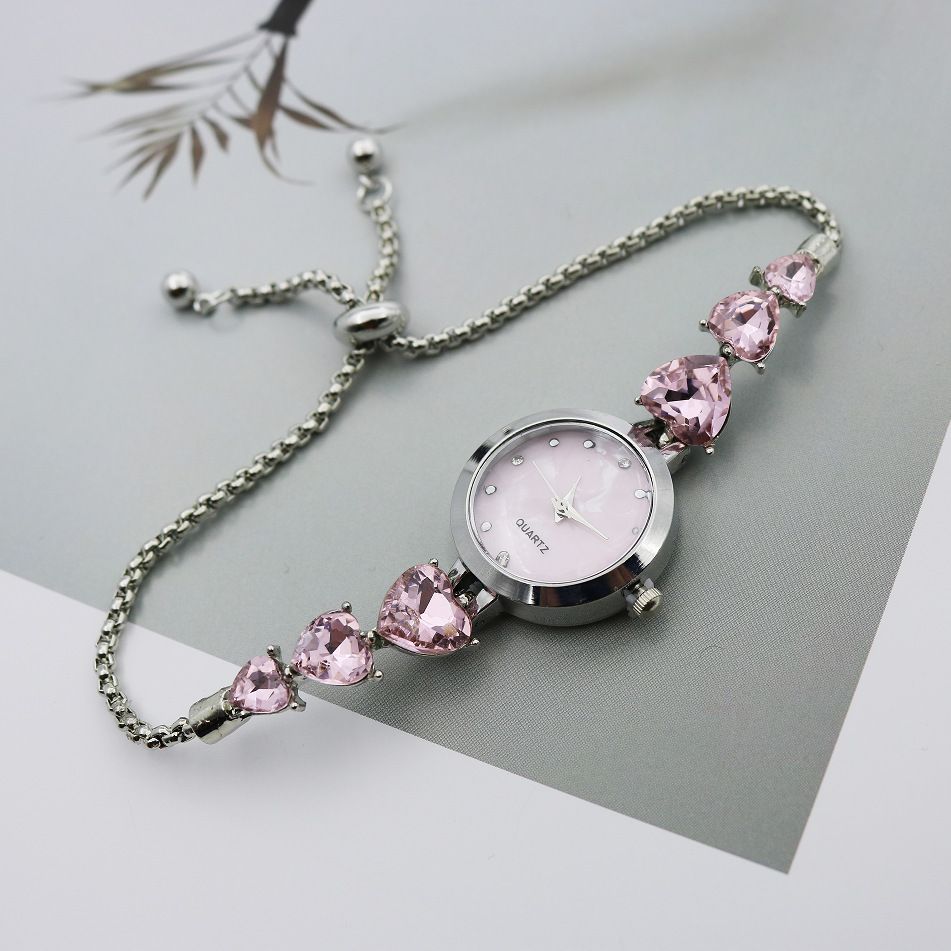 Girl's Quartz Watch with Heart and Diamond Design
