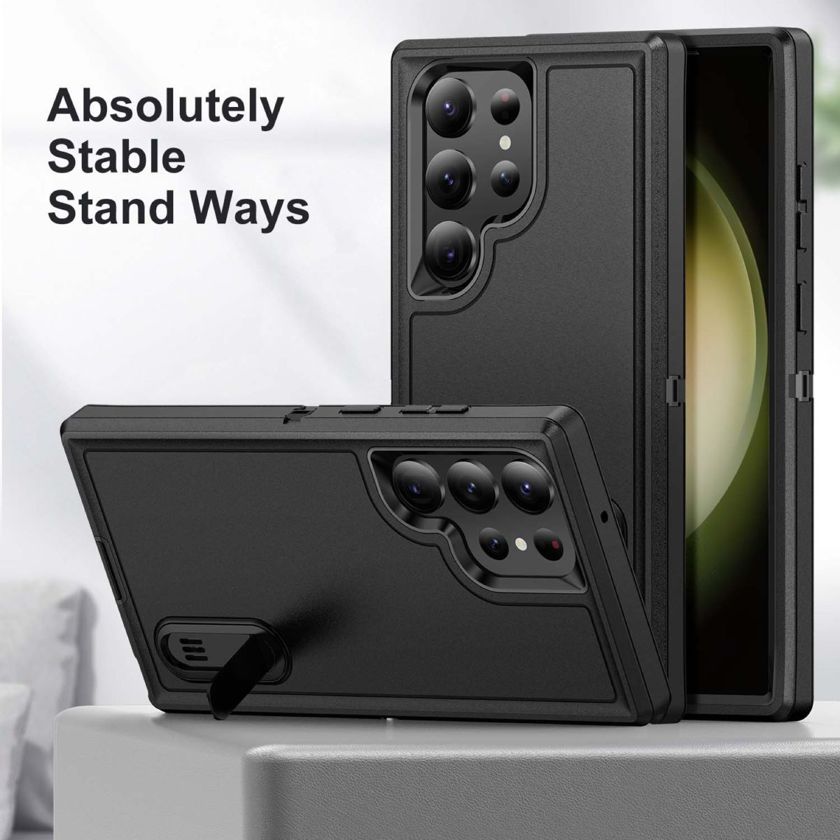 Samsung S26 Ultra / S25 Ultra / S24 Ultra savunma standlı kılıf