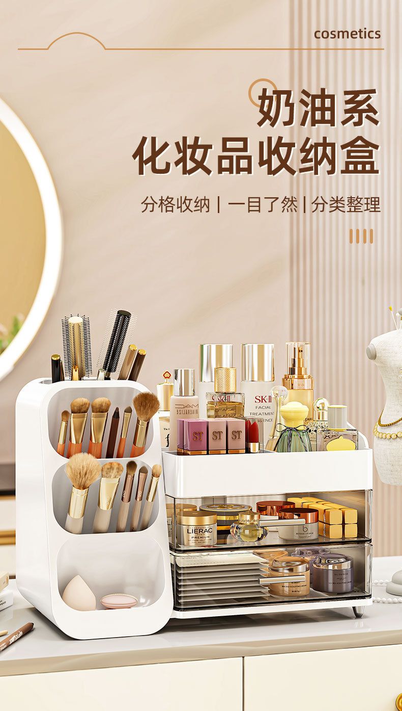 Large capacity cosmetics storage box, multifunctional organizer