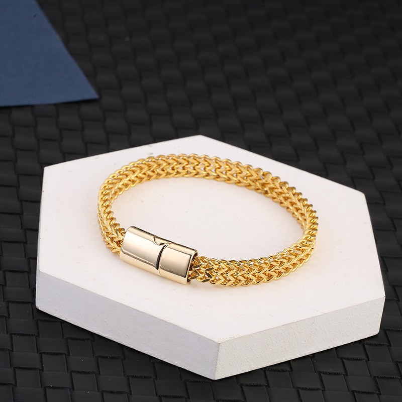 Stainless steel men's bracelet two-sided punk style