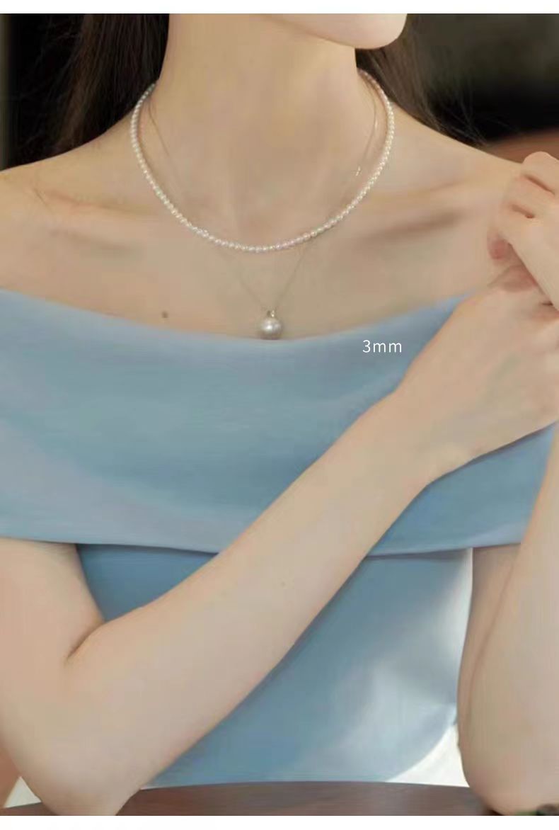 Pearl necklace, women's, double layer, clavicle, delicate chain