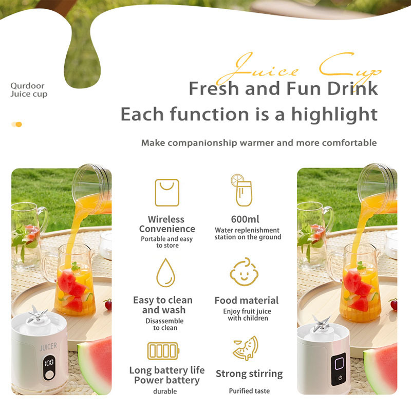 Portable juicer, rechargeable, wireless, mini electric, fresh juice cup