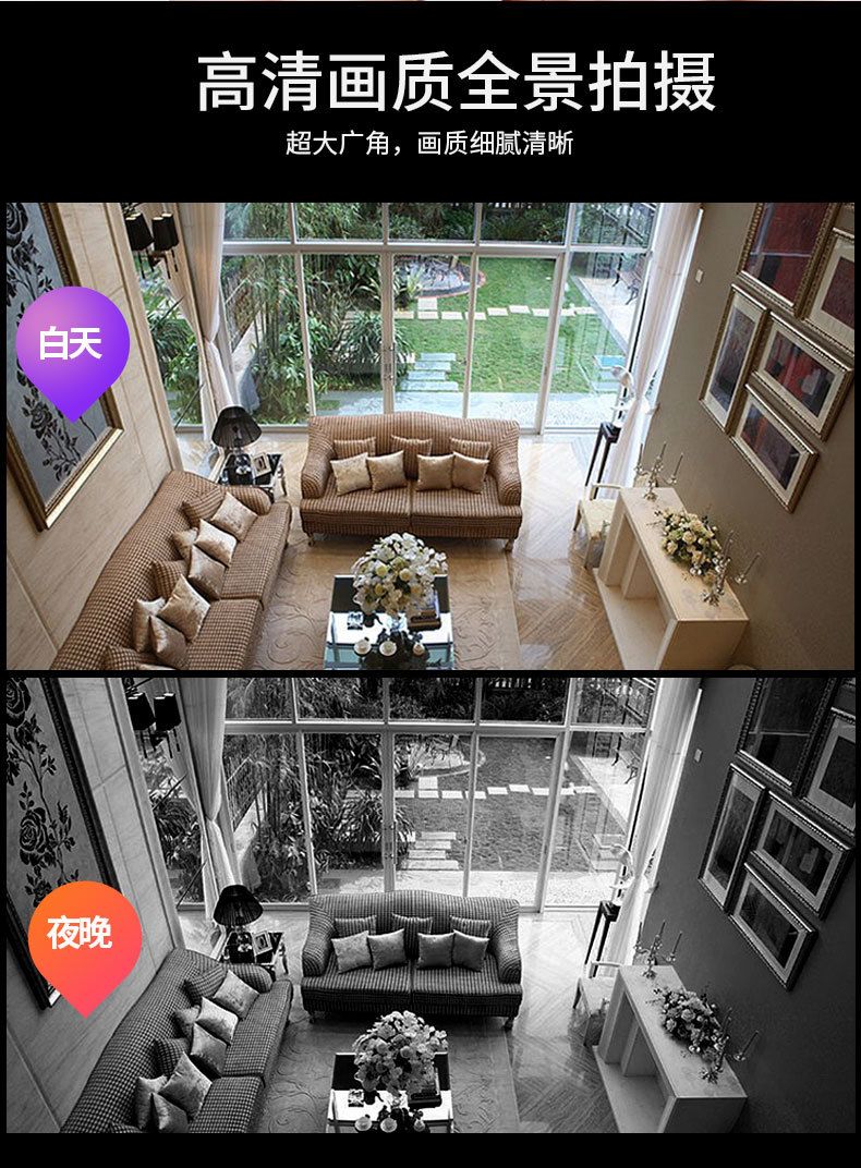 Lamba tipi 1080p 5G WiFi kamera, 360° akıllı takip