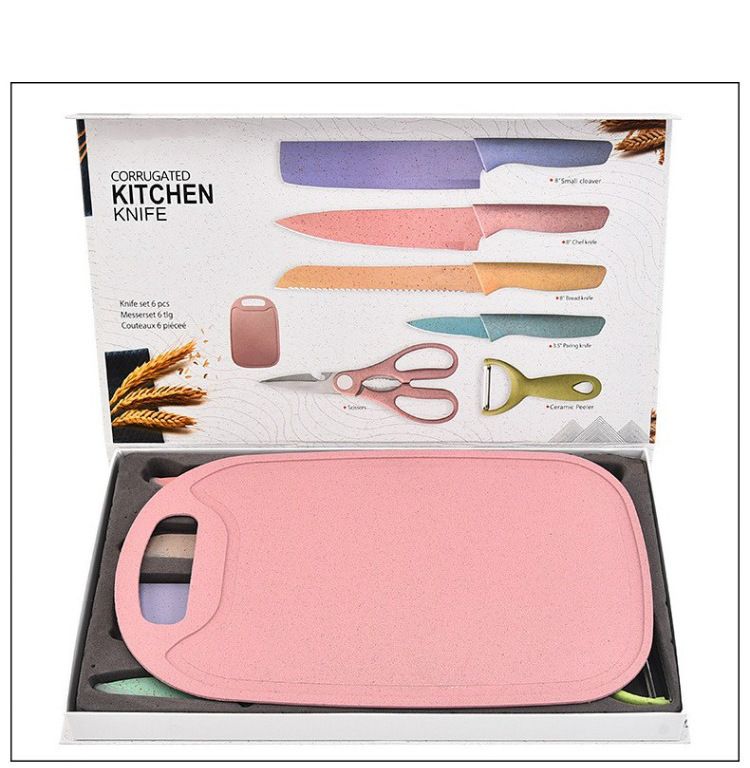 Macaroon stainless steel knife set, 6-piece, kitchen tools