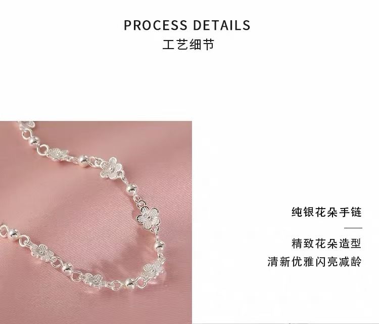 925er Silber Blüten-Armband elegant für Damen
