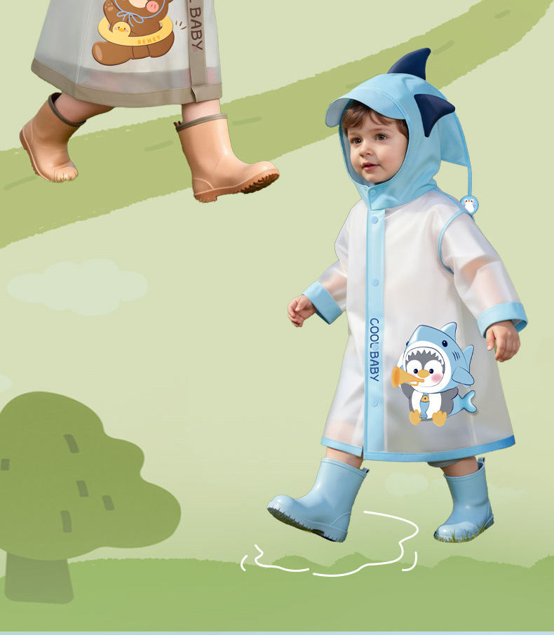 Beimei children's raincoat ages 3-6, EVA with backpack opening