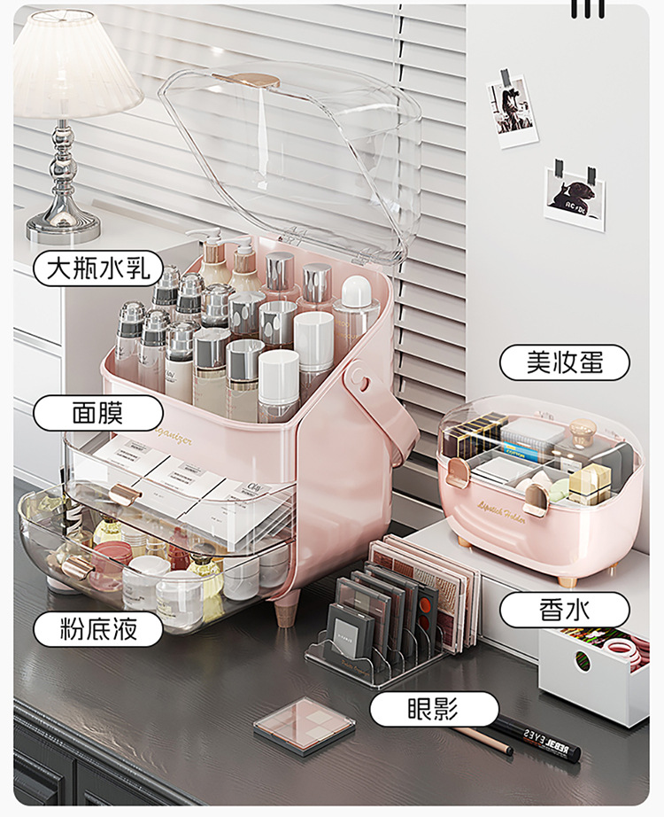 Dust-proof cosmetic storage box, large capacity