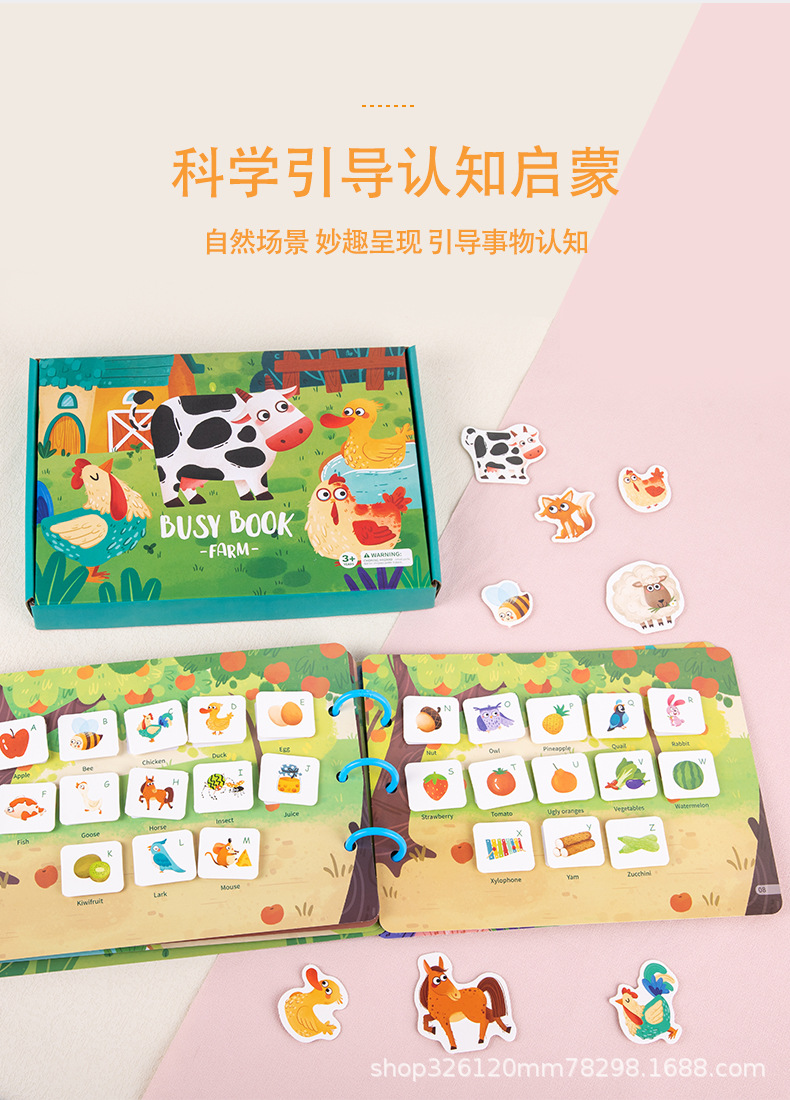 Children's Quiet Educational Book with Reusable Stickers