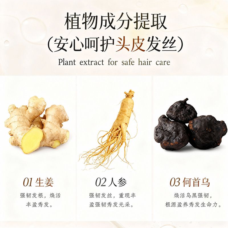 防脱洗发水 生姜侧柏叶养发密发控油去屑持久蓬松男女士洗发露