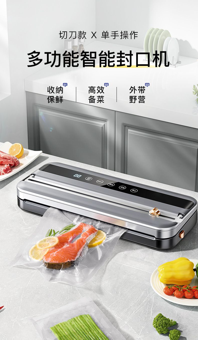 Vacuum sealing machine, fully automatic dual-function