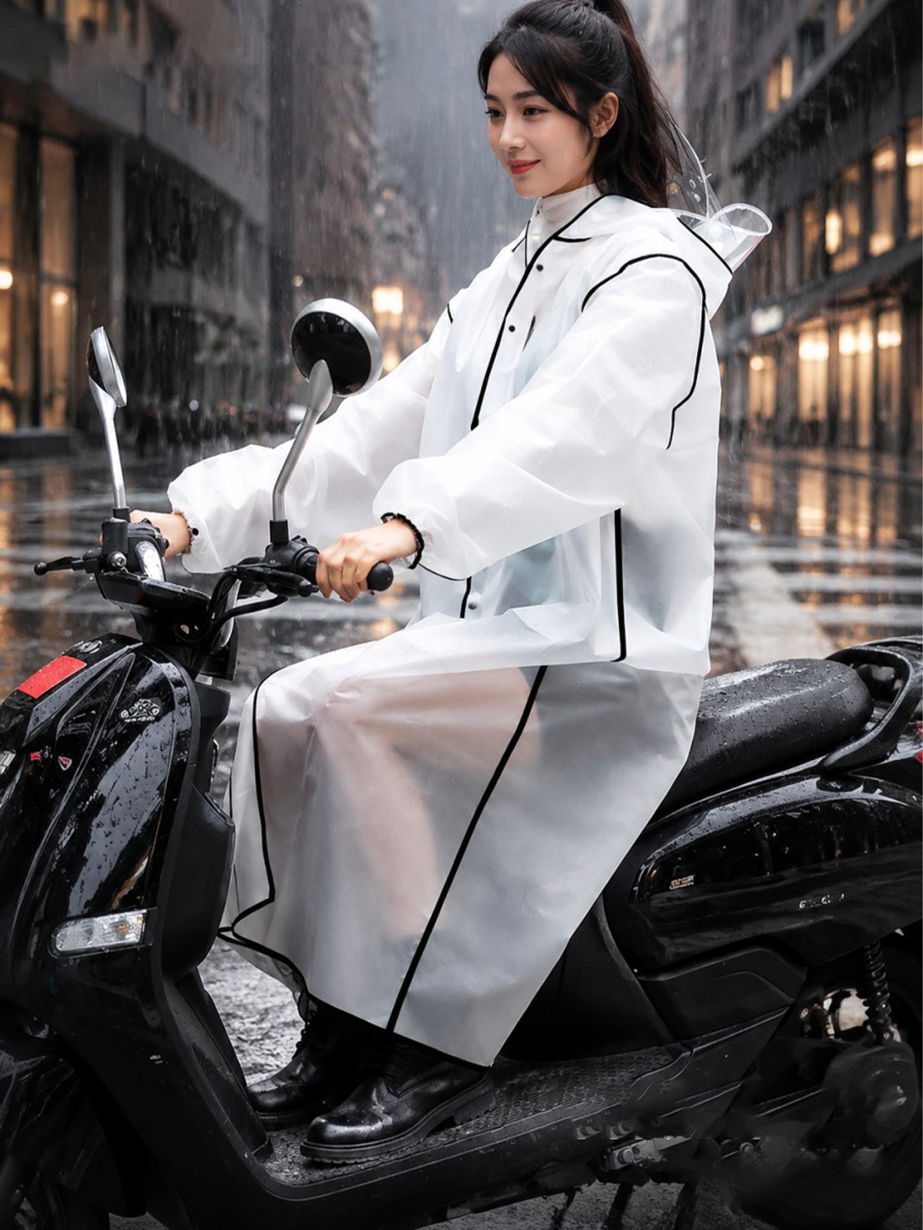 EVA cycling raincoat with detachable double-layer peaked visor