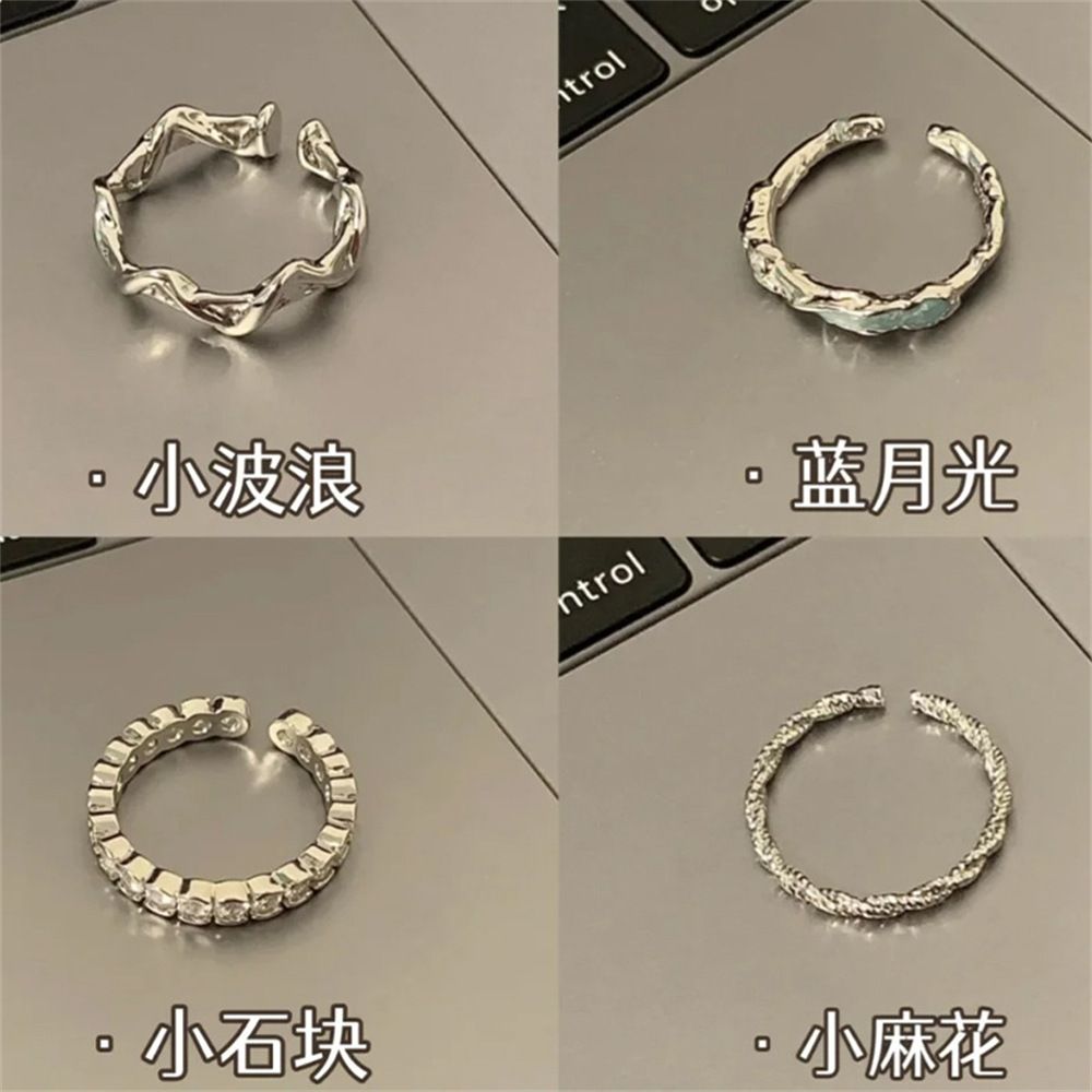 925 silver Korean style asymmetric adjustable ring, women's