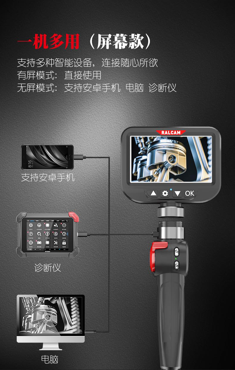 RALCAM H406B 360° rotatable endoscope