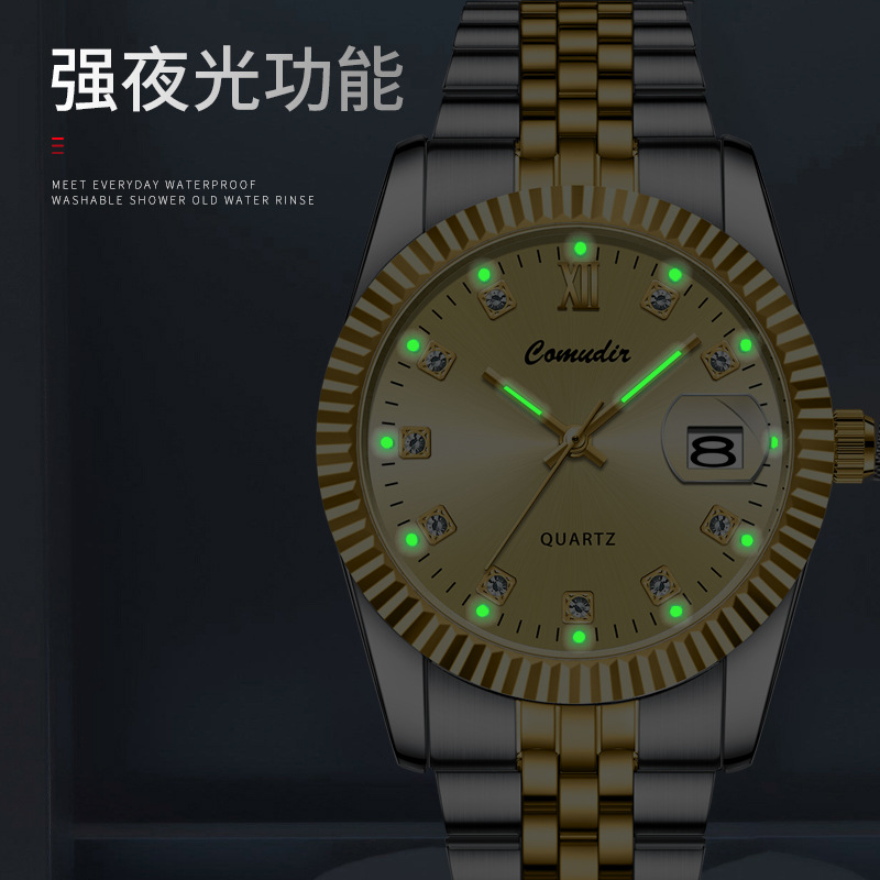 Couple quartz watch, waterproof with calendar