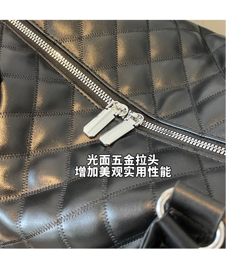 Travel duffel bag PU checkered, large capacity, waterproof