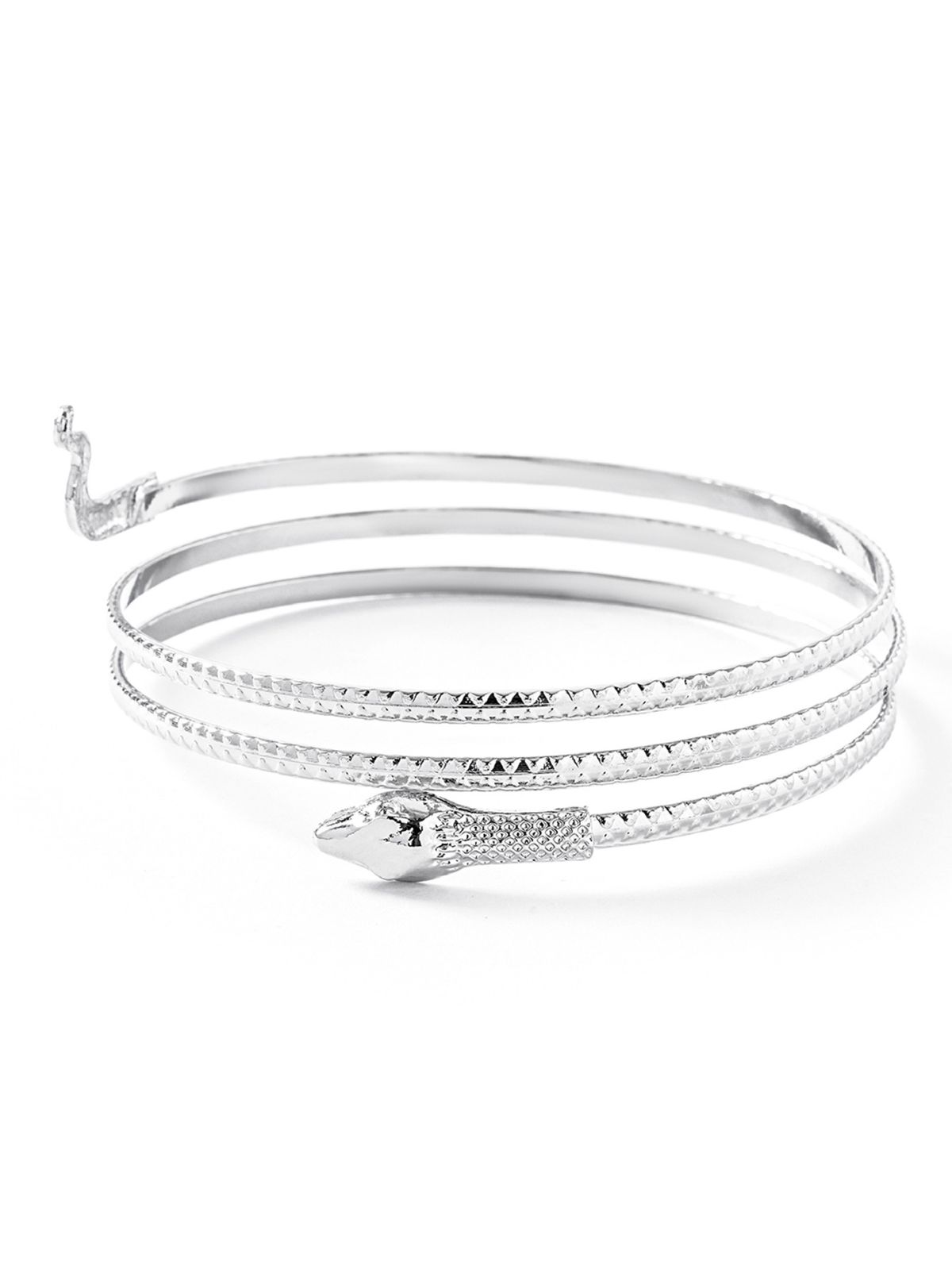 Geometric metal bracelet set, 6-piece leaf design
