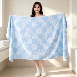 Coral fleece towel set, 3-piece, absorbent, gift box