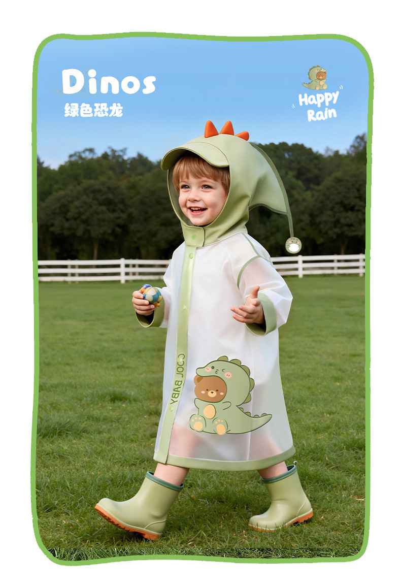 Beimei children's raincoat ages 3-6, EVA with backpack opening