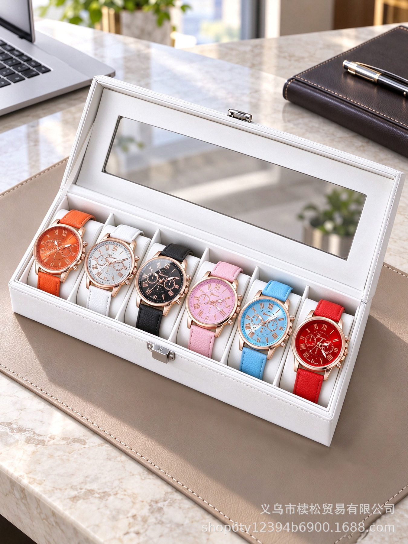 6 parçalı erkek saati set çelik kordon moda partisi hediye