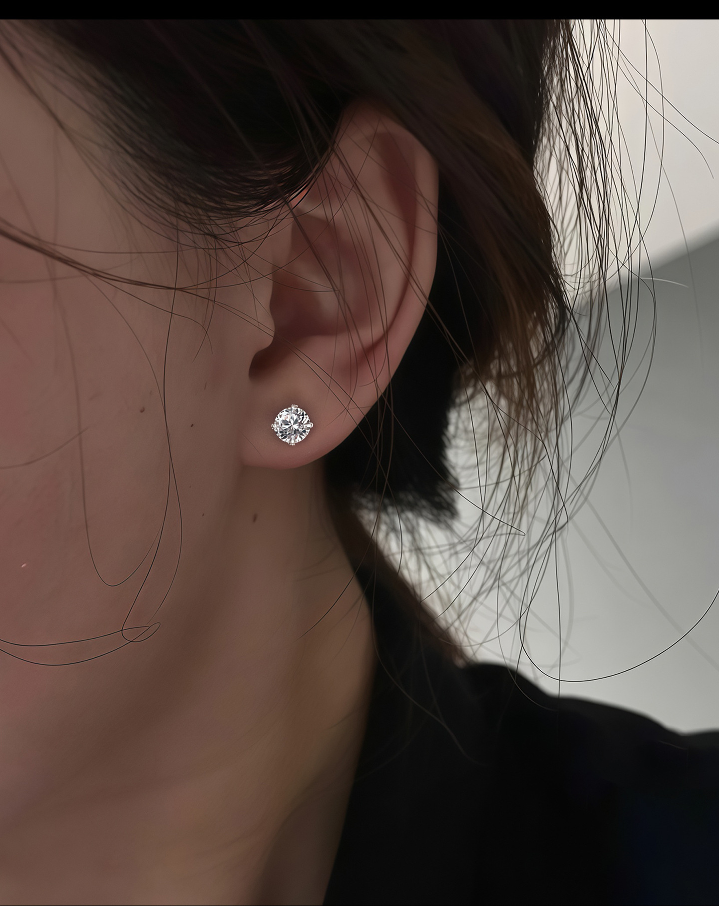 S925 gümüş moissanit küpe, vidali