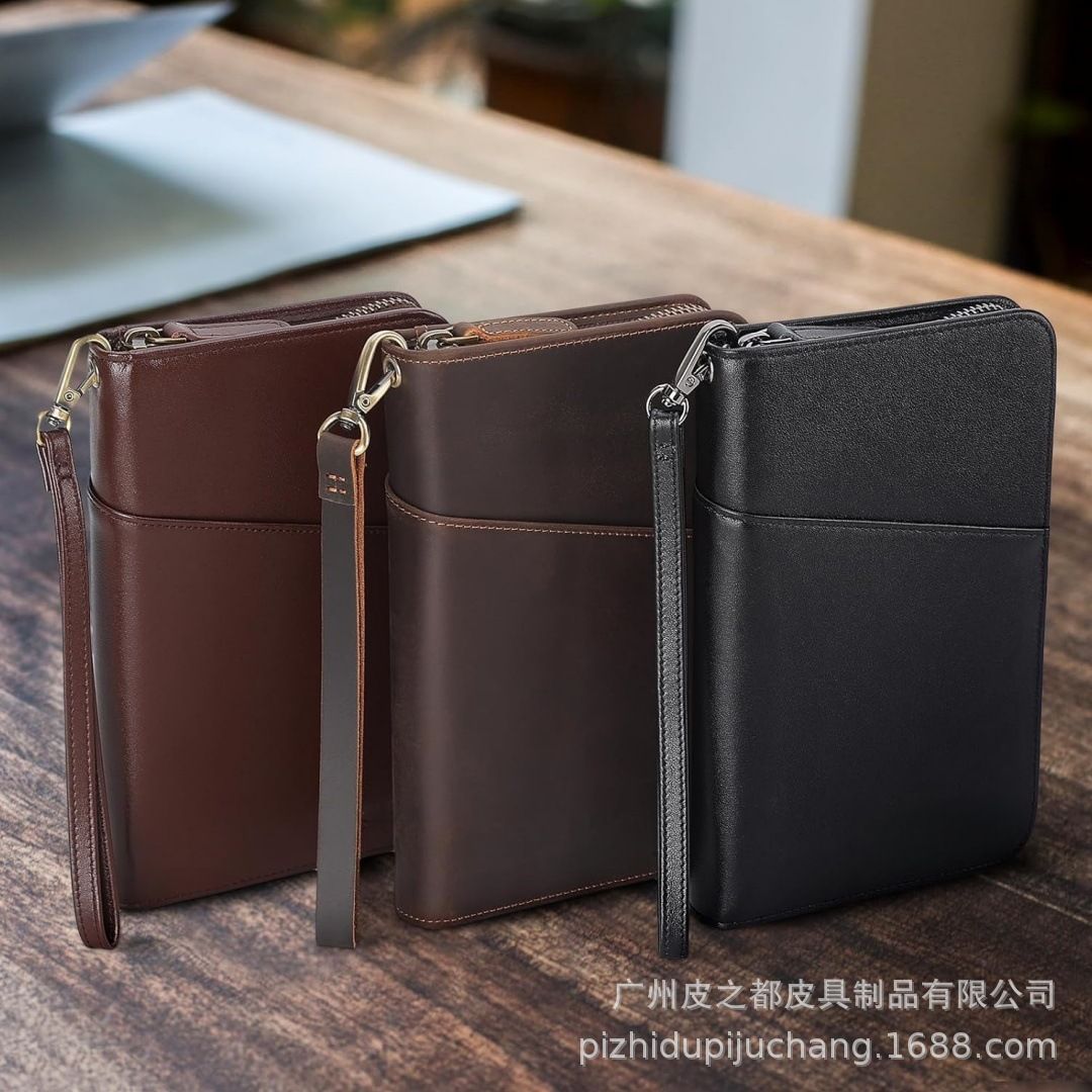 Passport wallet, multifunctional, cowhide, zipper