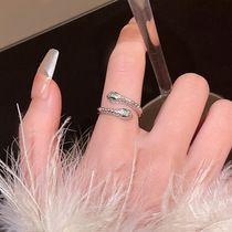 Zircon adjustable open ring for women, Korean style
