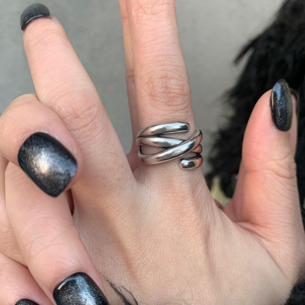 S925 sterling silver adjustable ring for women, vintage style