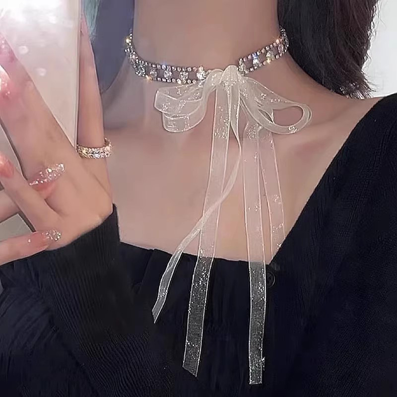 Strass-Quasten-Halskette, edles Design Schlüsselbein-Kette